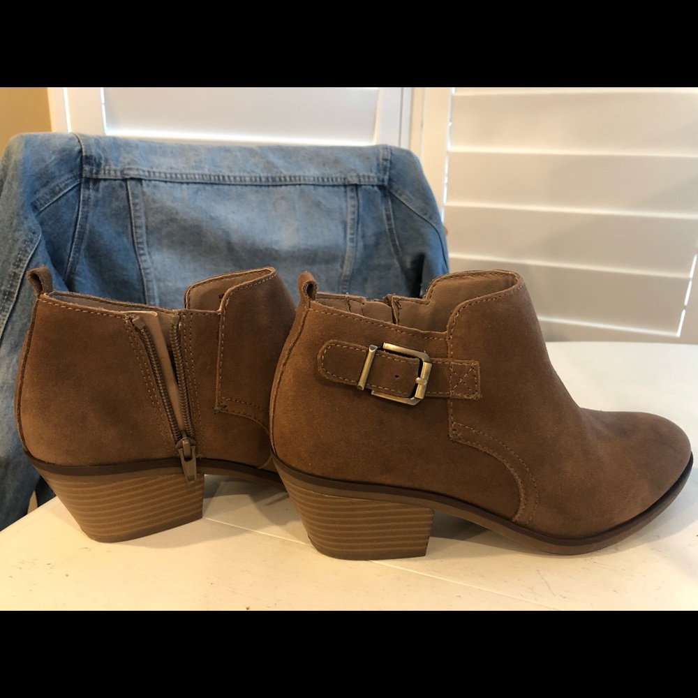Tan suede booties